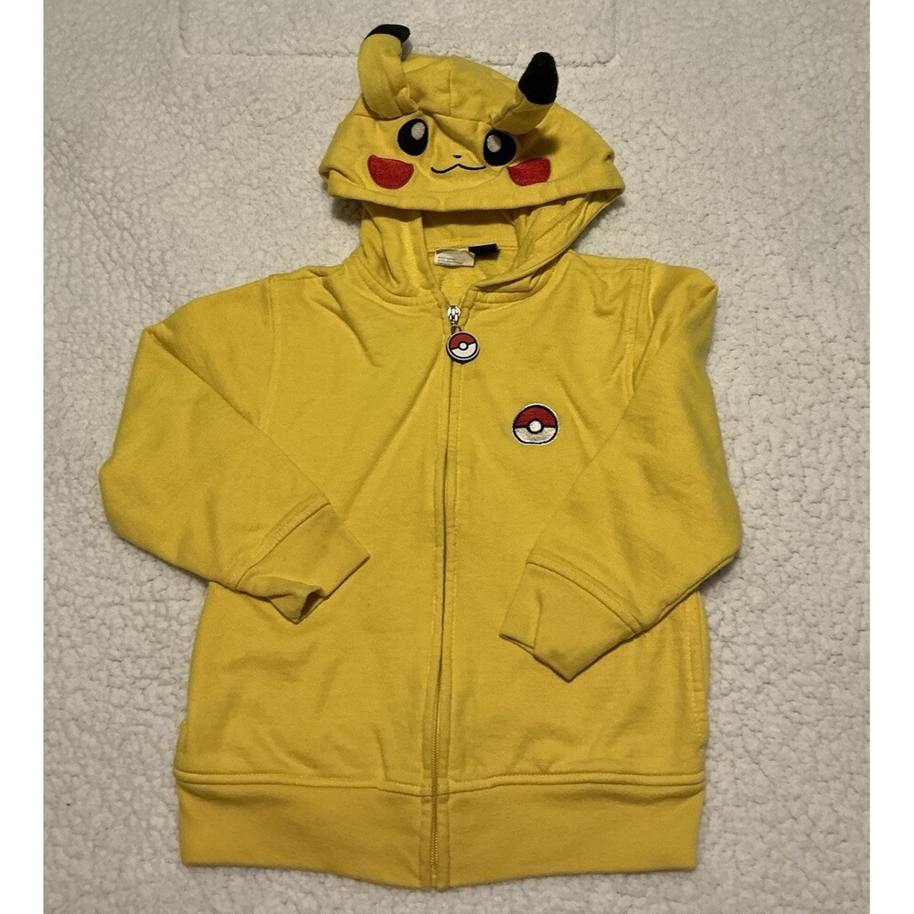 Pokémon Pikachu Yellow Full-Zip Hooded Cotton Graphic Hoodie Kids XS